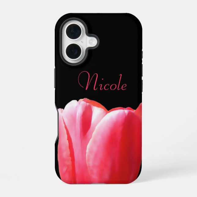 Name Tulip Bloom Rising iPhone 16 Case (Back)