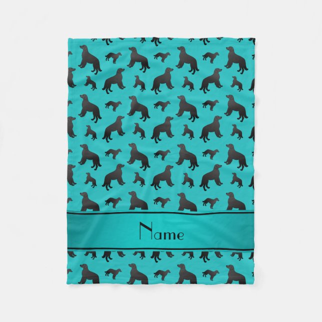 Name turquoise flat coated retriever dogs fleece blanket (Front)