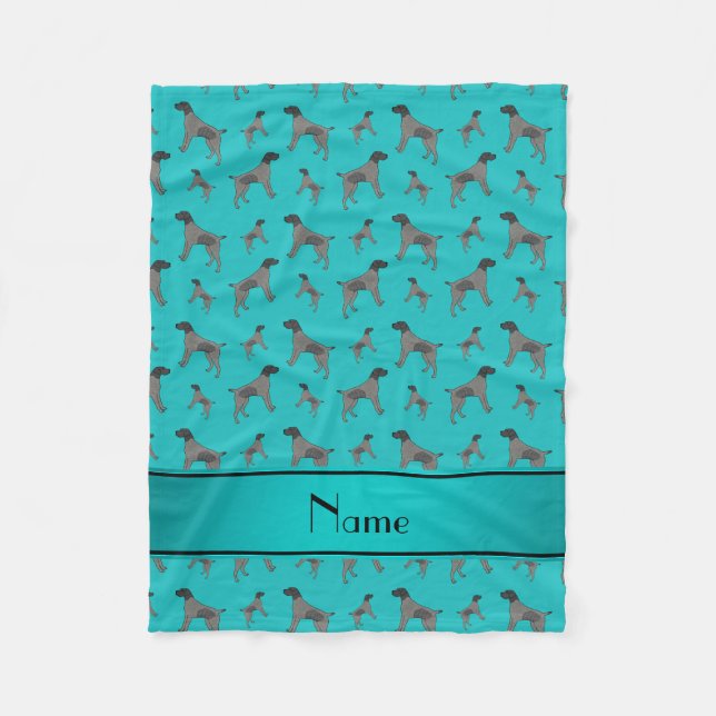Name turquoise German Wirehaired Pointer dogs Fleece Blanket (Front)