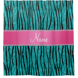 Name turquoise glitter zebra stripes pink stripe