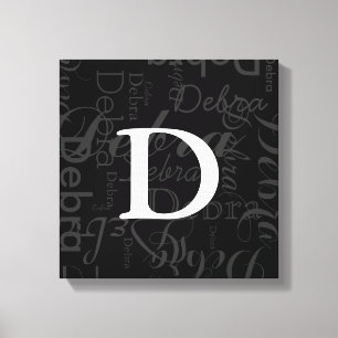 name typography monogram canvas print
