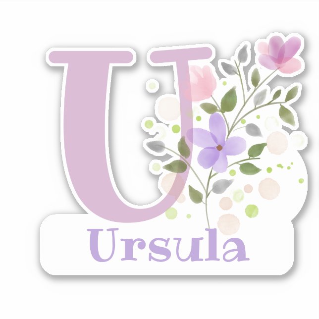 Name Ursula & Initial with Floral Design (Front)