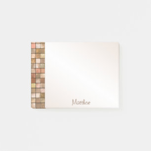 Name - Variegated Brown Decorative Tile Pattern Post-it Notes