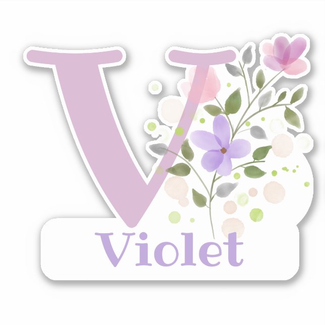 Name Violet with the Letter V Sticker Cut-Out (Front)