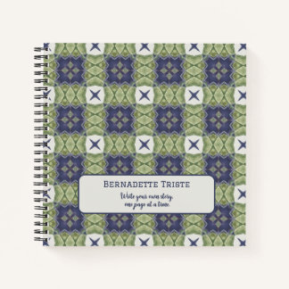 Name Watercolor Abstract Square Geometric Blue Notebook