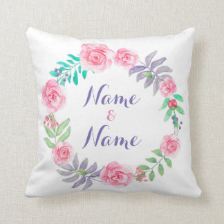Name Wedding Cushion Gift Roses Floral Flowers