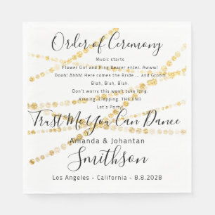 Name Wedding Program Gold Funny Quotes White Napkin