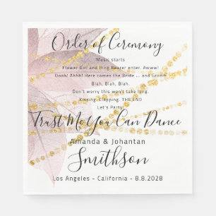 Name Wedding Program Rose Gold Funny Quotes Napkin