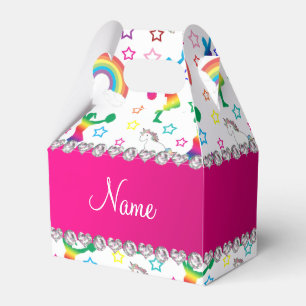 Name white cheerleading rainbow unicorns stars favor box