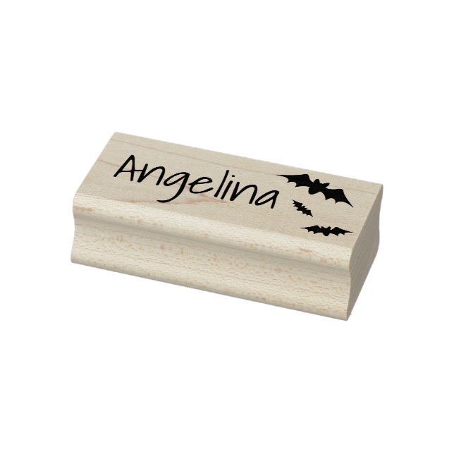 Name with Bats Graphic Symbol Cool Halloween Text Rubber Stamp (Stamp)
