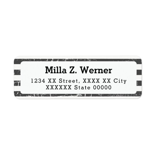 name with black stripes return address label