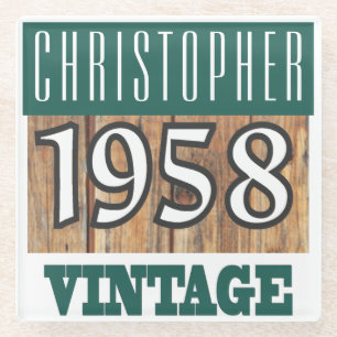Name with Year 1958 Vintage Glass Coaster