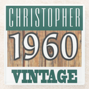 Name with Year 1960 Vintage Glass Coaster