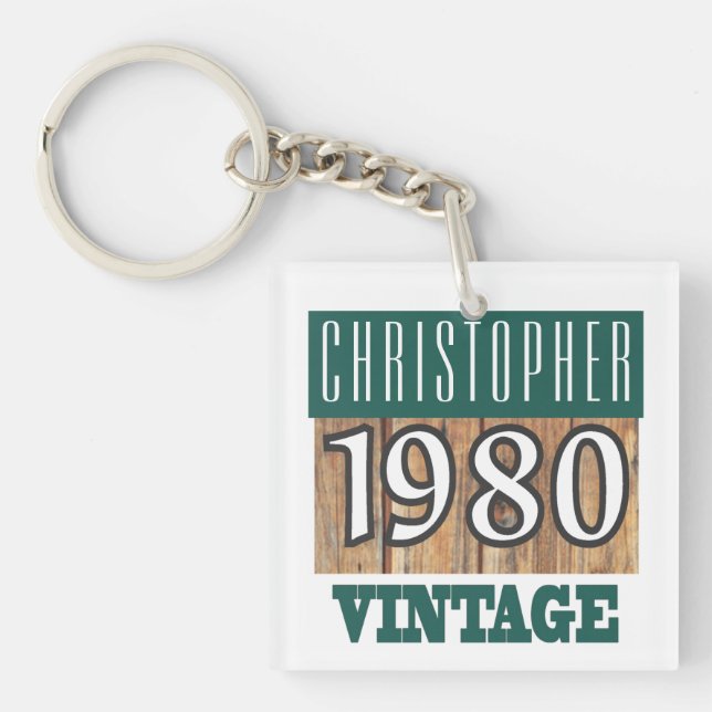 Name with Year 1980 Vintage Keychain (Front)