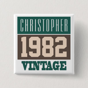 Name with Year 1982 Vintage Button