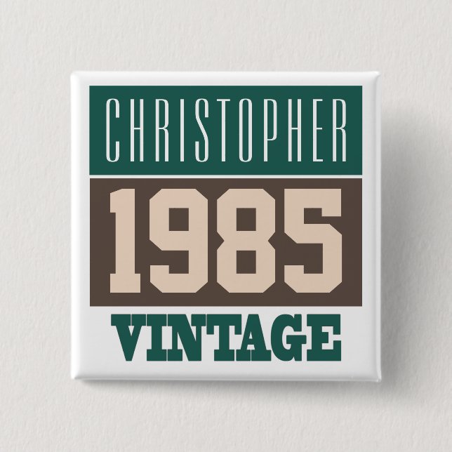 Name with Year 1985 Vintage Button (Front)