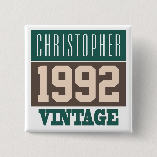 Name with Year 1992 Vintage Button (Front)