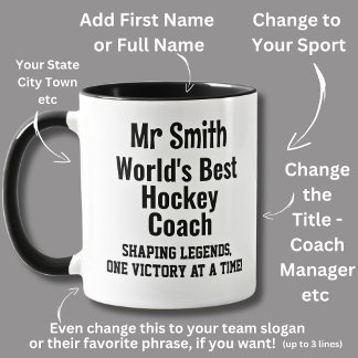 Name, Worlds Best Hockey Coach  Mug
