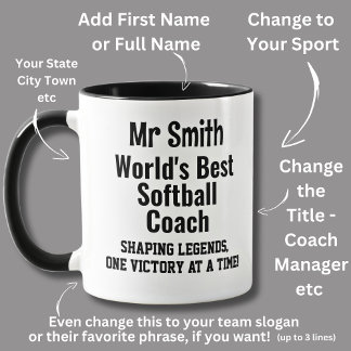 Name, Worlds Best Softball Coach - Legends Mug