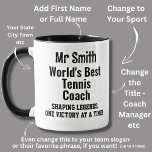 Name, Worlds Best Tennis Coach  Mug<br><div class="desc">Tennis - Add the Name - You can change ALL the Text - Change Sport,  Use a First Name,  Make it for a coach or manager or anyone else!</div>