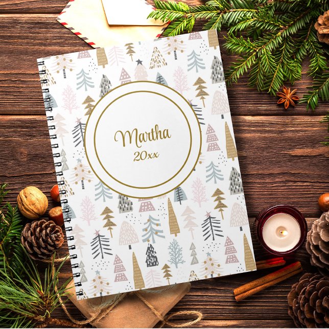 Name Year || Cute Whimsical Winter Tree Pattern Notebook (Creator Uploaded)