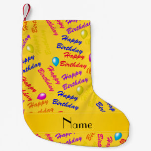 Name yellow rainbow happy birthday balloons small christmas stocking
