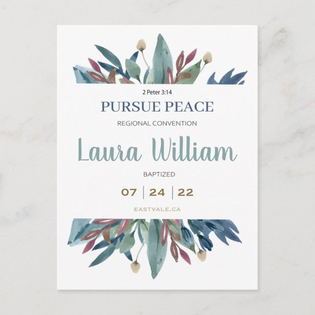 NameCustomized 2022 JW Convention Baptism Postcard (Front)