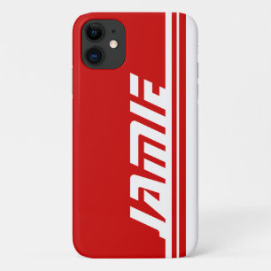 Named 5 letter red & white stripe sports ipod case