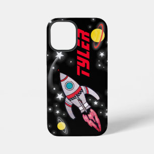 Named 5 letter space rocket black red boys iPhone 12 mini case