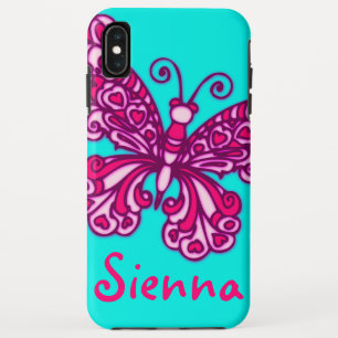Named (6 letter) butterfly aqua pink ipod case