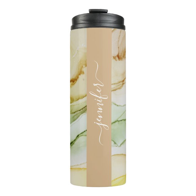 Named Abstract Pastel Blush Thermal Tumbler (Front)