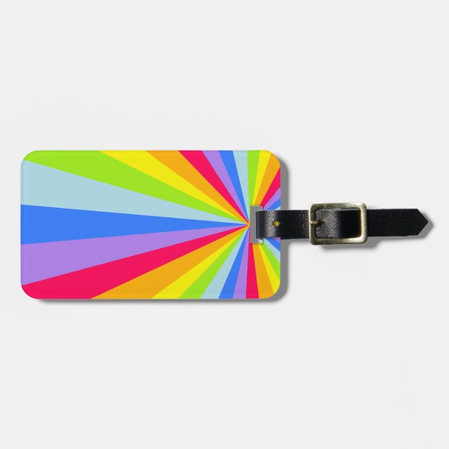 Named bright rainbow rays cloud luggage tag (Front Horizontal)