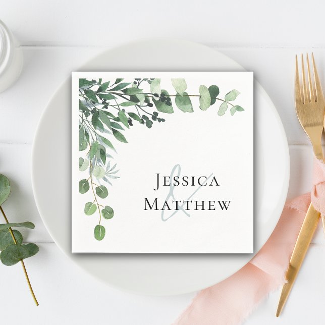 Named Eucalyptus Wedding  Napkin (Named Eucalyptus Wedding Napkins)