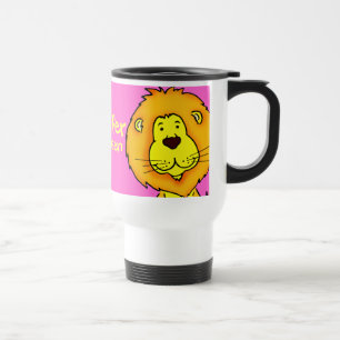Named girls pink lion travel / club mug