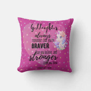 Named GODDAUGHTER Motivational Quote Unicorn Pink  Throw Pillow