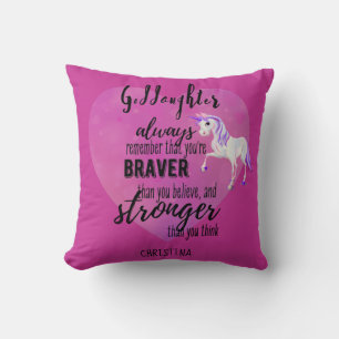 Named GODDAUGHTER Motivational Quote Unicorn Pink Throw Pillow