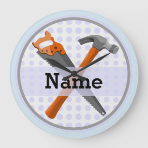 Named Personalized Tools design for boys. Large Clock