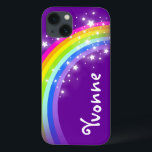Named rainbow on purple ipad air case<br><div class="desc">Uniquely designed bright and colourful rainbow add your name girlie ipad case. Case reads: Yvonne or personalise this case with the name of your choice up to 7 letters.  A perfect gift for a vibrant child. Item designed exclusively by Sarah Trett.</div>