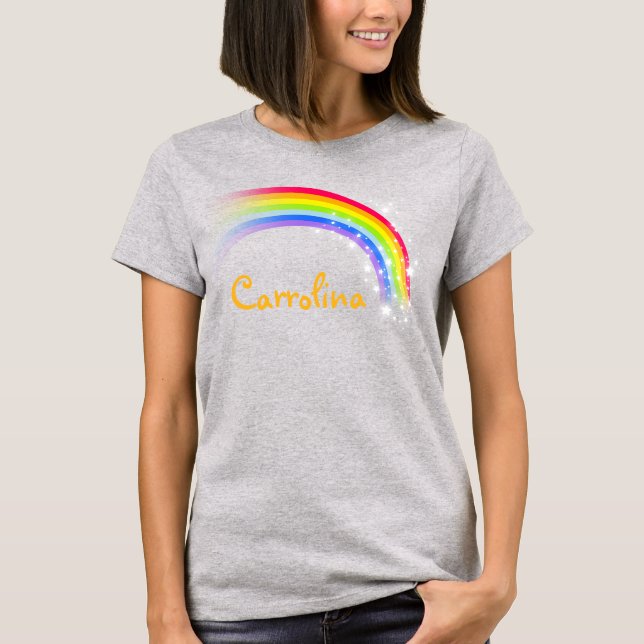 Named rainbow sunny yellow custom t-shirt (Front)