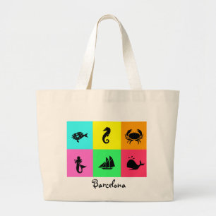 Namedrop Nation_Barcelona_multi-colour Large Tote Bag