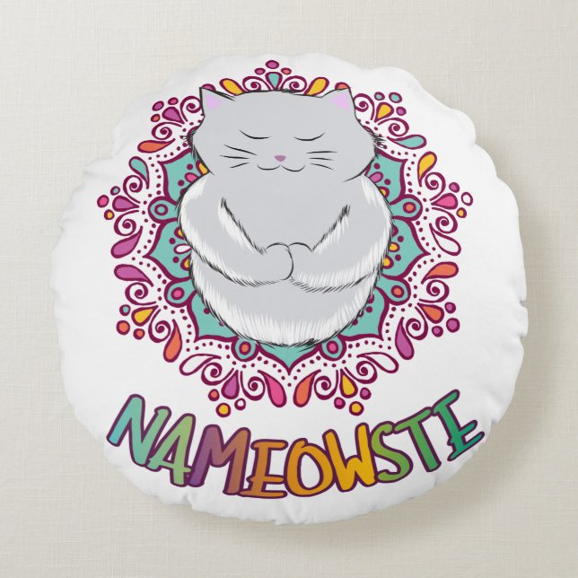 Nameowste Cat Pillow (Front)