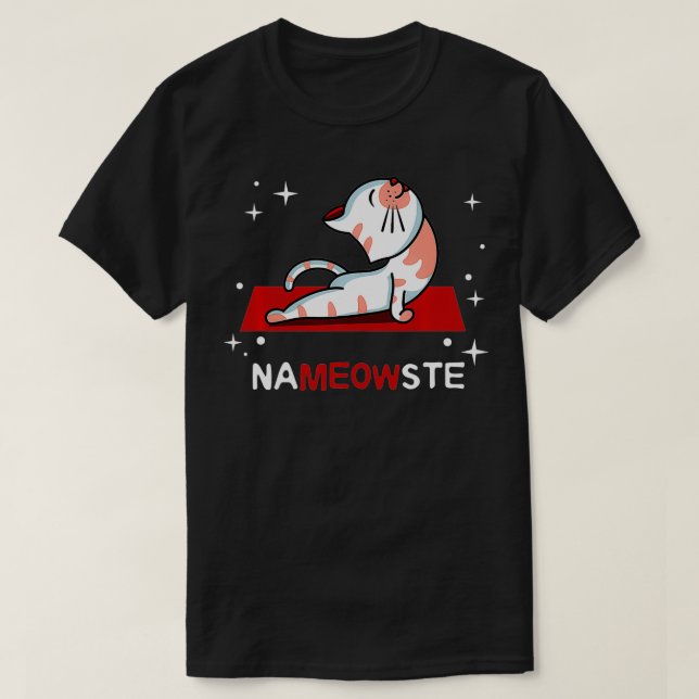 Nameowste Kitty Cat Meditation Tee Yoga Cats Kitte (Design Front)