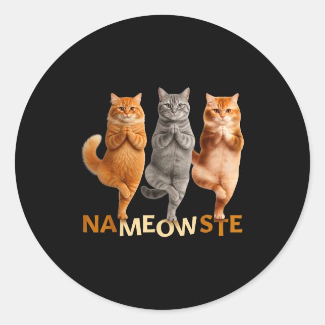Nameowste Yoga Cat  Classic Round Sticker (Front)