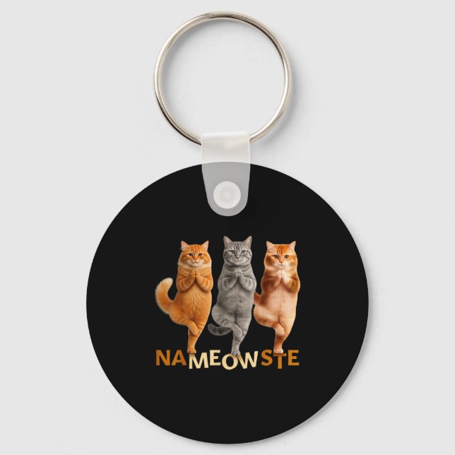 Nameowste Yoga Cat  Keychain (Front)