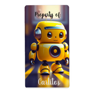 Nameplate /Bookplate Stickers with Robot Motif
