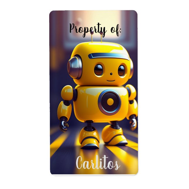 Nameplate /Bookplate Stickers with Robot Motif  (Front)