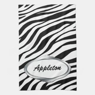 Nameplate Design Black & White Zebra Print Towel