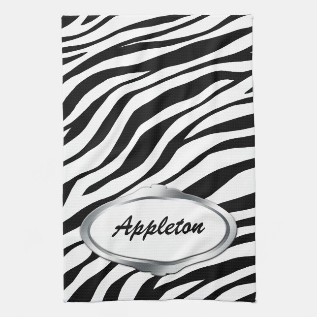 Nameplate Design Black & White Zebra Print Towel (Vertical)