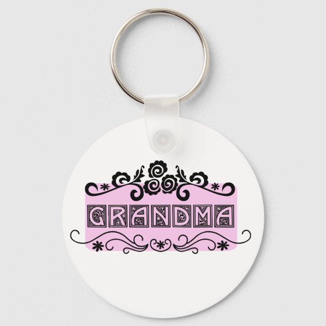Nameplate Grandma T-shirts and Gifts Keychain (Front)