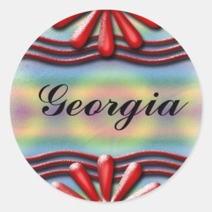 Nameplate Red Classic Round Sticker